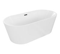 Mexen Luna bañera exenta 160 x 75 cm, blanca, rebosadero negro - 52031607500-70 45787 5905315379382