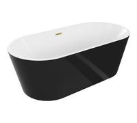 Mexen Luna bañera exenta 170 x 80 cm, blanca/negra, desbordamiento oro cepillado - 52031708075-55 45813 5905315379641