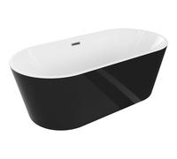 Mexen Luna bañera exenta 170 x 80 cm, blanca/negra, rebosadero gun metal - 52031708075-95 45818 5905315379696