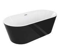 Mexen Luna bañera exenta 170 x 80 cm, blanca/negra, rebosadero níquel cepillado - 52031708075-97 45819 5905315379702