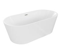 Mexen Luna bañera exenta 170 x 80 cm, blanca, rebosadero níquel cepillado - 52031708000-97 45809 5905315379603