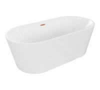 Mexen Luna bañera exenta 180 x 80 cm, blanca, rebosadero cobre cepillado - 52031808000-65 45835 5905315379764