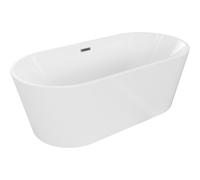 Mexen Luna bañera independiente 150 x 75 cm, blanca, rebosadero gris arma cepillada - 52031507500-66 45765 5905315379177