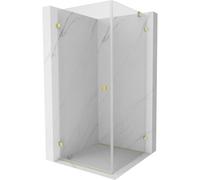 Mexen Lunar-B cabina de ducha abatible izquierda 90 x 90 cm, transparente, oro cepillado - 832-090-090-55-00-L 64792 5905315456205