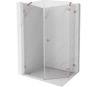 Mexen Lunar cabina de ducha pentagonal abatible derecha 80 x 100 cm, transparente, cobre cepillado - 831-080P-100L-65-00-P 62788 5905315415172