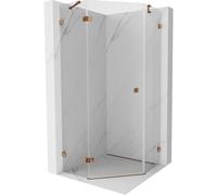 Mexen Lunar cabina de ducha pentagonal abatible izquierda 100 x 100 cm, transparente, oro rosa - 831-100L-100P-60-00-L 62146 5905315414243