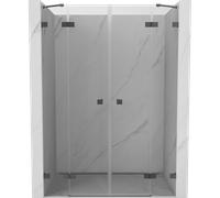 Mexen Lunar Duo puerta de ducha abatible 150 cm, transparente, metal cañón - 834D-150-000-95-00 92537 5905315519412