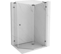 Mexen Lunar L cabina de ducha pentagonal abatible derecha 90x80 cm, transparente, gris arma cepillado - 831L-090P-080L-66-00-P 62041 5905315417077