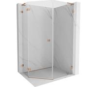 Mexen Lunar L cabina de ducha pentagonal abatible izquierda 80 x 100 cm, transparente, cobre cepillado - 831L-080L-100P-65-00-L 61941 5905315416070