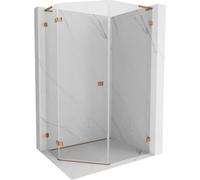 Mexen Lunar L cabina de ducha pentagonal abatible izquierda 90 x 100 cm, transparente, oro rosa - 831L-090L-100P-60-00-L 61935 5905315416018