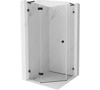 Mexen Lunar L cabina de ducha pentagonal abatible izquierda 90 x 90 cm, transparente, negra - 831L-090L-090P-70-00-L 61961 5905315416278