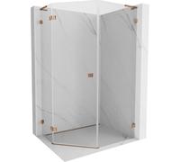 Mexen Lunar L cabina de ducha pentagonal con puerta abatible izquierda 80 x 100 cm, transparente, oro rosa 61932 5905315415981
