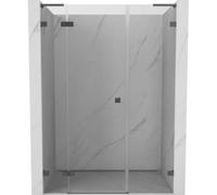Mexen Lunar L puerta de ducha abatible izquierda 140 cm, transparente, metal cañón - 834SL-140-050-95-00-L 70157 5905315522801