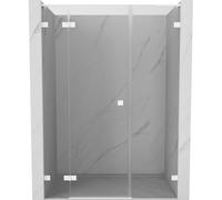 Mexen Lunar L puerta de ducha abatible izquierda 155 cm, transparente, blanca - 834SL-155-050-20-00-L 69824 5905315522207