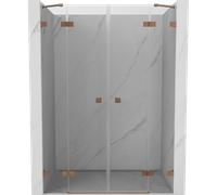 Mexen Lunar Par de puertas de ducha abatibles de 200 cm, transparente, cobre cepillado - 834D-200-000-65-00 92521 5905315519252
