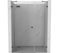 Mexen Lunar puerta de ducha abatible izquierda 150 cm, transparente, gris pistola cepillado - 834S-150-050-66-00-L 69866 5905315520845