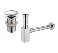 Mexen medio sifón de lavabo cuadrado con tapa clic-clac, sin rebosadero, cromo - 7991060-00 6520 5907709135413