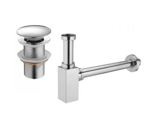 Mexen medio sifón de lavabo cuadrado con tapa clic-clac, sin rebosadero, cromo - 7991060-00 6520 5907709135413