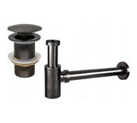 Mexen medio sifón de lavabo redondo con tapón clic-clac, sin rebosadero, grafito - 7991050-66 6485 5907709135628