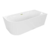 Mexen Mia bañera exenta de esquina derecha 180 x 80 cm, blanca, rebosadero dorado cepillado - 52691808000P-55 46409 5905315383747