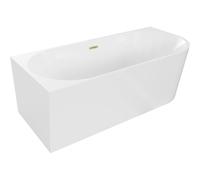 Mexen Mia bañera exenta de esquina izquierda 150 x 75 cm, blanca, rebosadero dorado cepillado - 52691507500L-55 46221 5905315382344