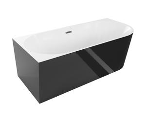 Mexen Mia bañera exenta de esquina izquierda 160 x 75 cm, blanca/negra, rebosadero gun gray cepillado - 52691607575L-66 46281 5905315382672