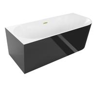 Mexen Mia bañera exenta de esquina izquierda 180 x 80 cm, blanca/negra, desbordamiento oro cepillado - 52691808075L-55 46399 5905315383044