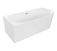 Mexen Mia bañera exenta esquina izquierda 180 x 80 cm, blanca, rebosadero cobre cepillado - 52691808000L-65 46391 5905315382962