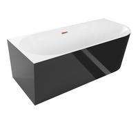Mexen Mia bañera exenta esquinera izquierda 150 x 75 cm, blanca/negra, rebosadero oro rosa - 52691507575L-60 46232 5905315382450
