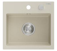 Mexen Milo fregadero de granito de 1 compartimento 435 x 410 mm, beige, sifón cromado - 6505441000-69 3811 5907709194014