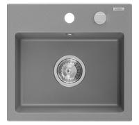 Mexen Milo fregadero de granito de 1 compartimento 435 x 410 mm, gris, sifón cromo - 6505441000-71 3813 5907709194021