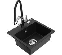 Mexen Milo fregadero de granito de 1 cubeta con grifo de cocina Duo, negro - 6505-77-671701-07 22659 5905315100030