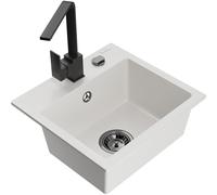 Mexen Milo fregadero de granito de 1 cubeta con grifo de cocina Rita, blanco - 6505-20-670300-70 17156 5905315018205