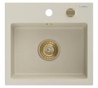 Mexen Milo fregadero de granito de 1 seno 435 x 410 mm, beige, sifón dorado - 6505441000-69-G 16153 5905315011633