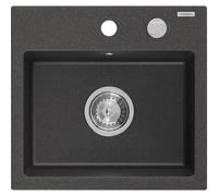 Mexen Milo fregadero de granito de 1 seno 435 x 410 mm, negro moteado, sifón cromado - 6505441000-76 3822 5907709194052