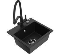 Mexen Milo fregadero de granito de 1 seno con grifo de cocina Duo, negro - 6505-77-671701-70-B 22663 5905315100078