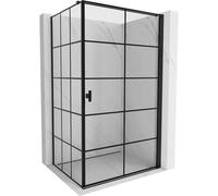 Mexen Mist-B cabina de ducha abatible derecha 100 x 75 cm, cuadrícula negra, negra - 8A2T-100-075-70-77-P 78797 5905315670595