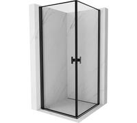 Mexen Mist-B Duo cabina de ducha abatible 80 x 80 cm, marco negro, negro - 8A2-080L-080P-70-70 78852 5905315672544