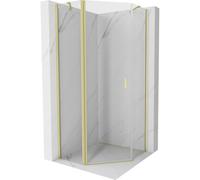 Mexen Mist cabina de ducha pentagonal abatible 100 x 100 cm, transparente, dorado cepillado - 8A8-100-100-55-00 77332 5905315663450