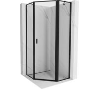 Mexen Mist cabina de ducha pentagonal abatible derecha 100 x 100 cm, marco negro, negro - 8A8-100-100-70-70-P 77406 5905315663818