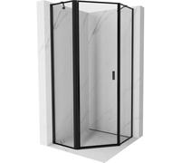 Mexen Mist cabina de ducha pentagonal abatible izquierda 80 x 80 cm, marco negro, negro - 8A8-080-080-70-70-L 77362 5905315663641