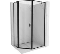 Mexen Mist cabina de ducha pentagonal asimétrica abatible izquierda 80 x 90 cm, marco negro, negro - 8A8-080-090-70-70-L 77367 5905315663672