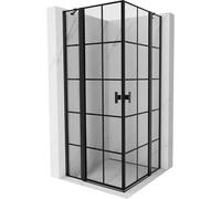 Mexen Mist Duo cabina de ducha abatible 100 x 100 cm, cuadrícula negra, negro - 8A4-100L-100P-70-77 72194 5905315605351