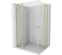 Mexen Mist Duo cabina de ducha abatible 120 x 105 cm, transparente, dorada cepillada - 8A4-120-105-55-00 71406 5905315602794