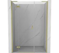 Mexen Mist-H L puerta de ducha abatible izquierda 150 cm, transparente, dorado cepillado - 8A5L-150-001-55-00-L 75128 5905315638380