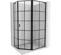 Mexen Mist L cabina de ducha asimétrica pentagonal abatible derecha 100 x 80 cm, rejilla negra, negro - 8A8L-100-080-70-77-P 77993 5905315664747