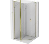 Mexen Mist L cabina de ducha pentagonal abatible 80 x 80 cm, transparente, dorado - 8A8L-080-080-50-00 77586 5905315664099