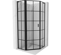 Mexen Mist L cabina de ducha pentagonal abatible izquierda 80 x 80 cm, rejilla negra, negra - 8A8L-080-080-70-77-L 77972 5905315664631