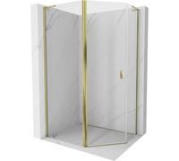 Mexen Mist L cabina de ducha pentagonal asimétrica abatible 100 x 80 cm, transparente, dorada - 8A8L-100-080-50-00 77588 5905315664112