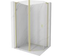 Mexen Mist L cabina de ducha pentagonal asimétrica abatible 100x80 cm, transparente, oro cepillado - 8A8L-100-080-55-00 77597 5905315664204